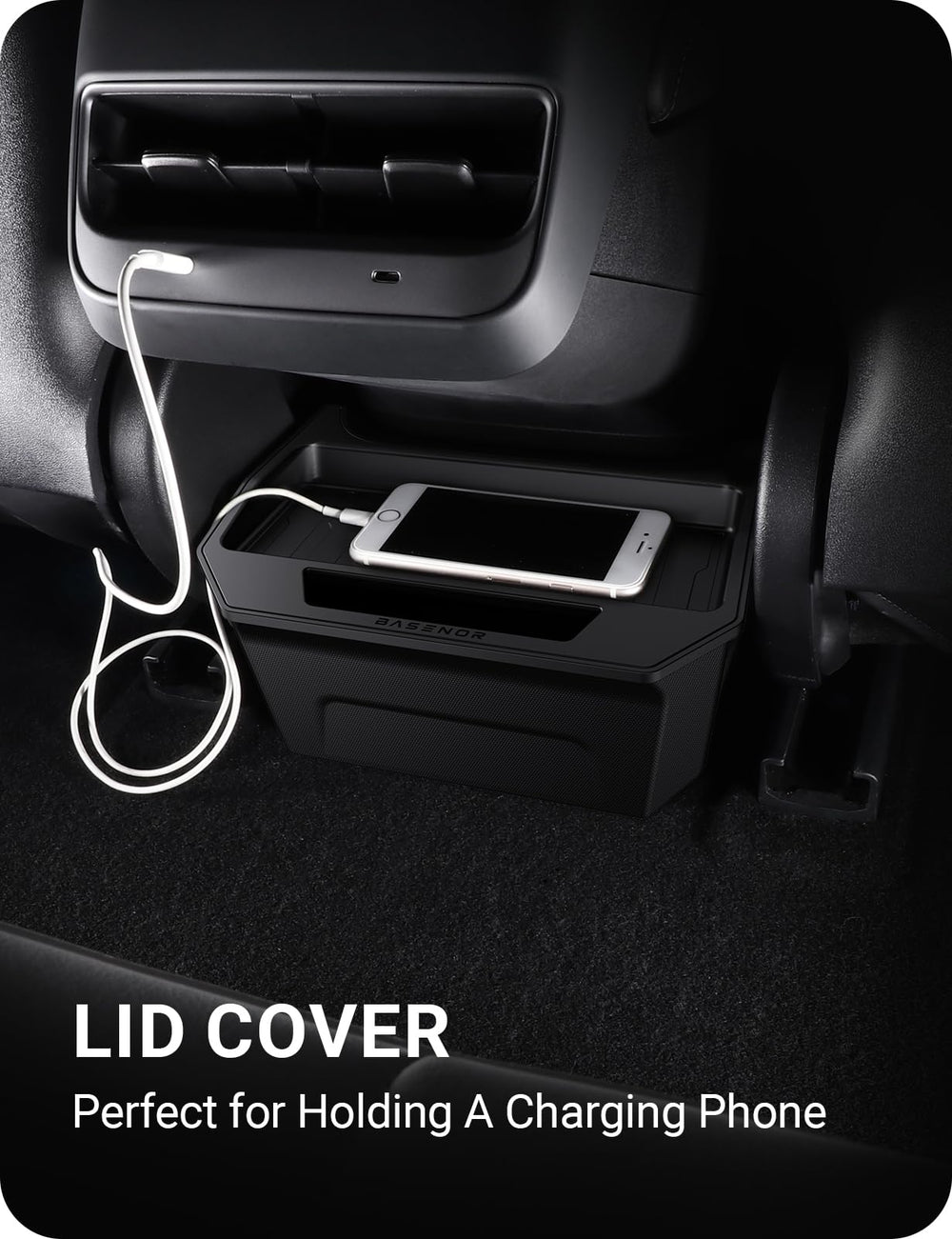 BASENOR Model 3 helps keep a charging phone stable on the tray.