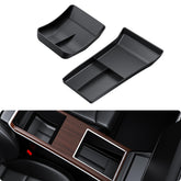 BASENOR Model S center console tray front view showing organized card and key storage