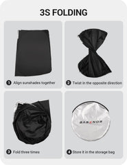 Basenor precision-fit sunshade minimizes gaps for full coverage.