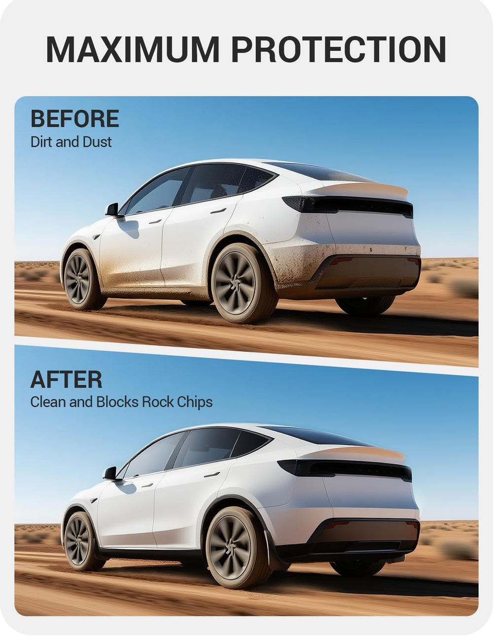 Basenor Model Y Juniper rear left mud flap guarding wheels