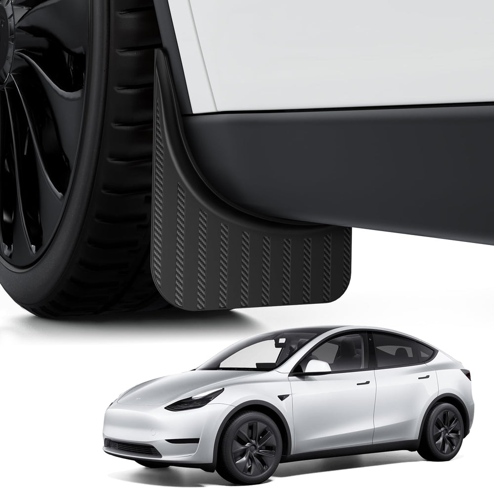 BASENOR Tesla Model Y mud flaps front view protect against debris.