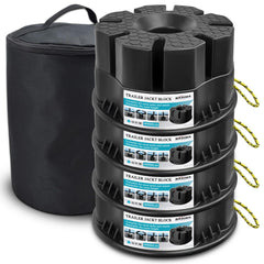Basima Trailer Jack Blocks set of four, side view, compact and stackable for easy transport.