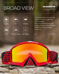 BATFOX dirt bike goggles offer normal and REVO lens variants for different light.