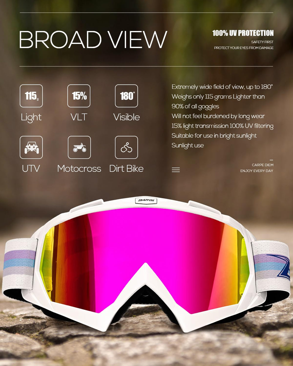 BATFOX multipurpose goggles for off-road, motocross, and more