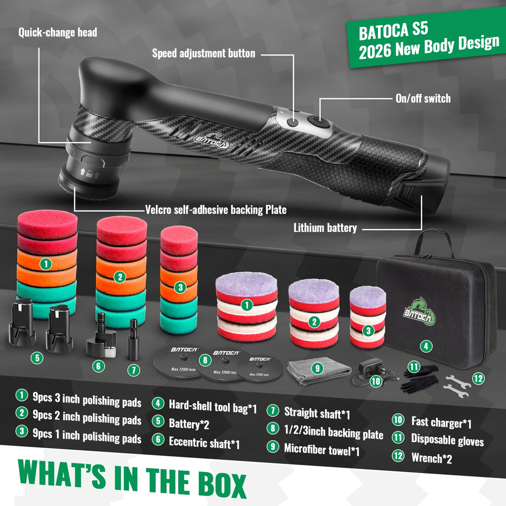 BATOCA S5 eccentric shaft attached for curved surface polishing