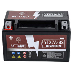 Battanux YTX7A-BS side view showing compact AGM design for easy fit