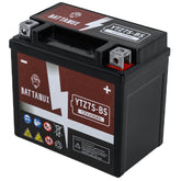Battanux YTZ7S-BS battery front view showing compact design for easy mounting.