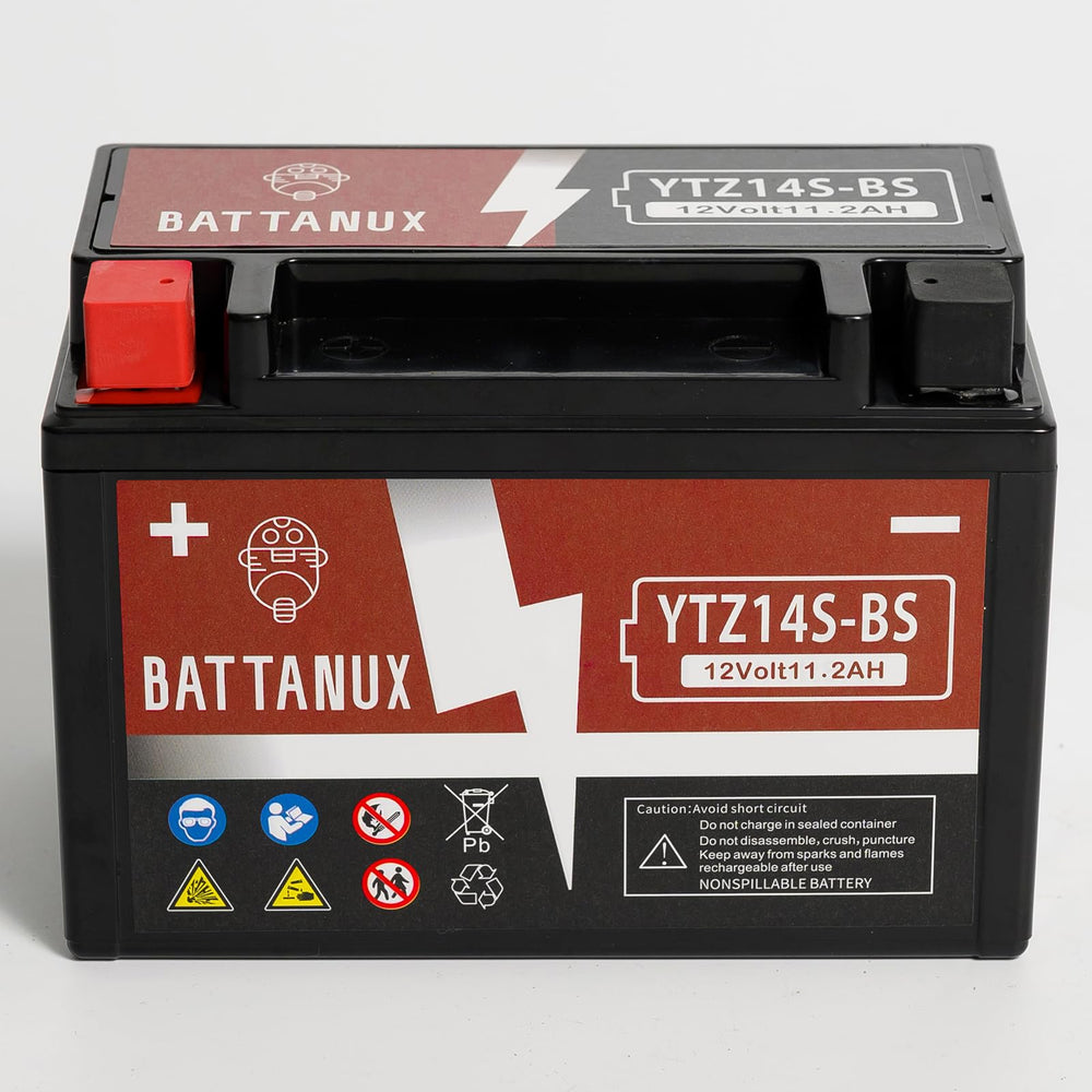Battanux YTZ14S gel battery top view demonstrates ready-to-install design and sealed performance
