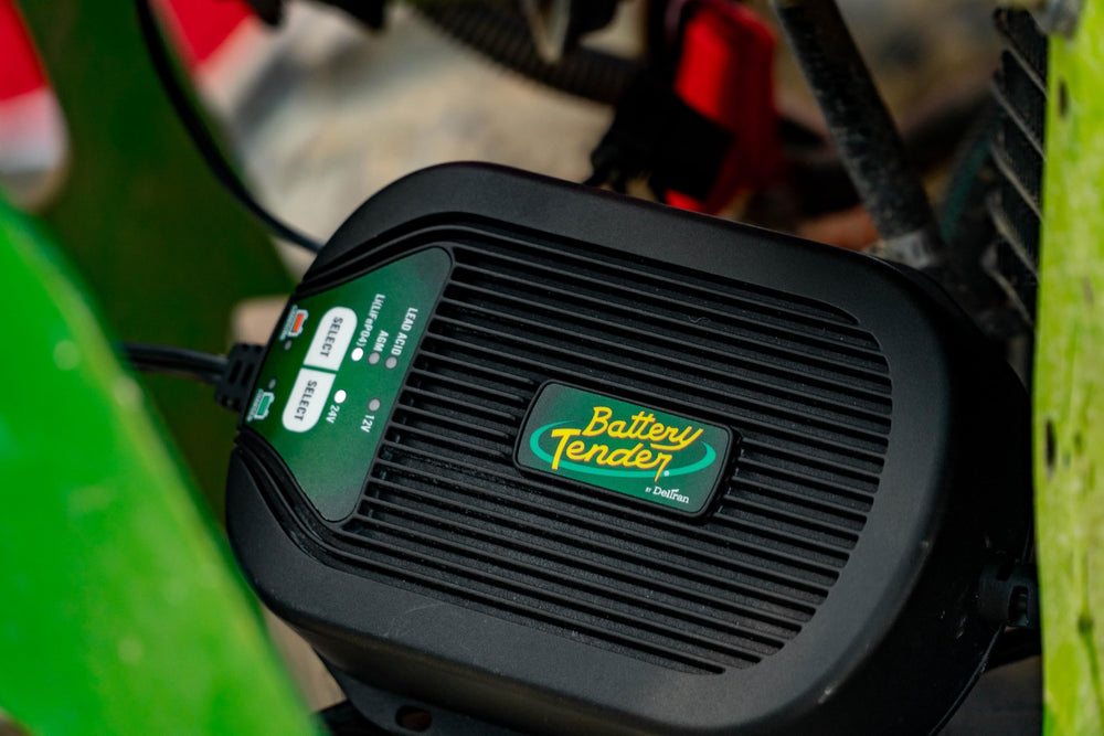 Battery Tender integrated mount bracket with screw holes for secure installation