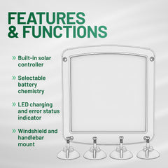 Battery Tender 5W IP67 weatherproof rating protects against rain and dust.