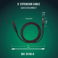 Battery Tender 6ft extension with quick-connect harness simplifies setup.