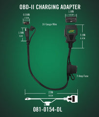 Battery Tender durable 22-inch cable offers flexible reach in tight spaces.