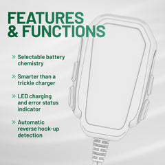 Battery Tender Junior LED indicators show charging status at a glance.