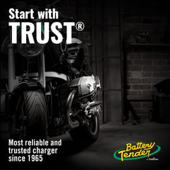 Battery Tender quick-disconnect setup enables straightforward voltage checks.