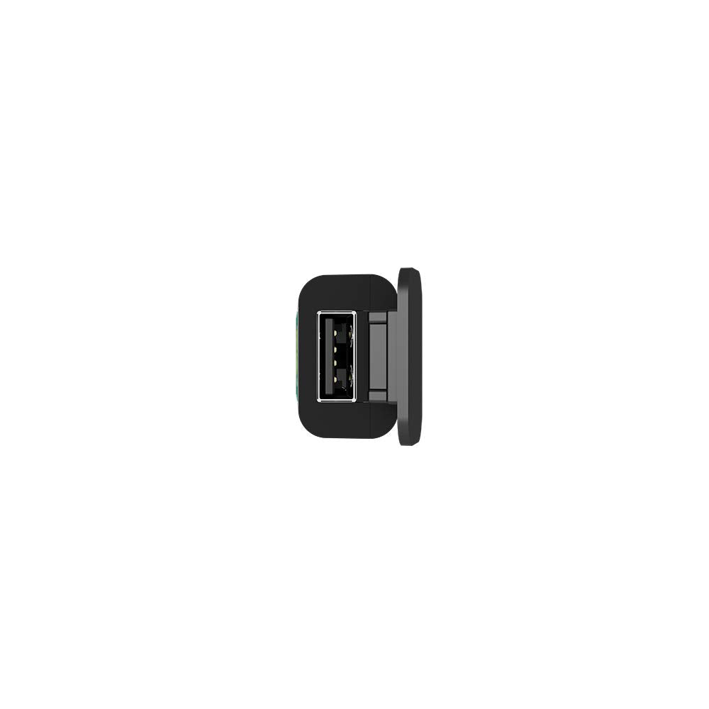 Packaging and accessories shown with USB charger adapter ready to install.