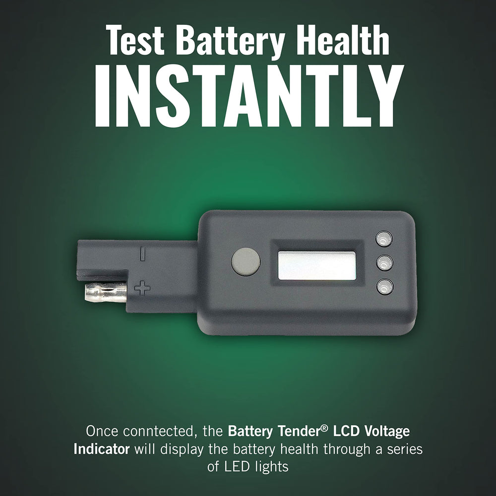 Battery Tender ring-terminal attachment enables easy testing from the vehicle.