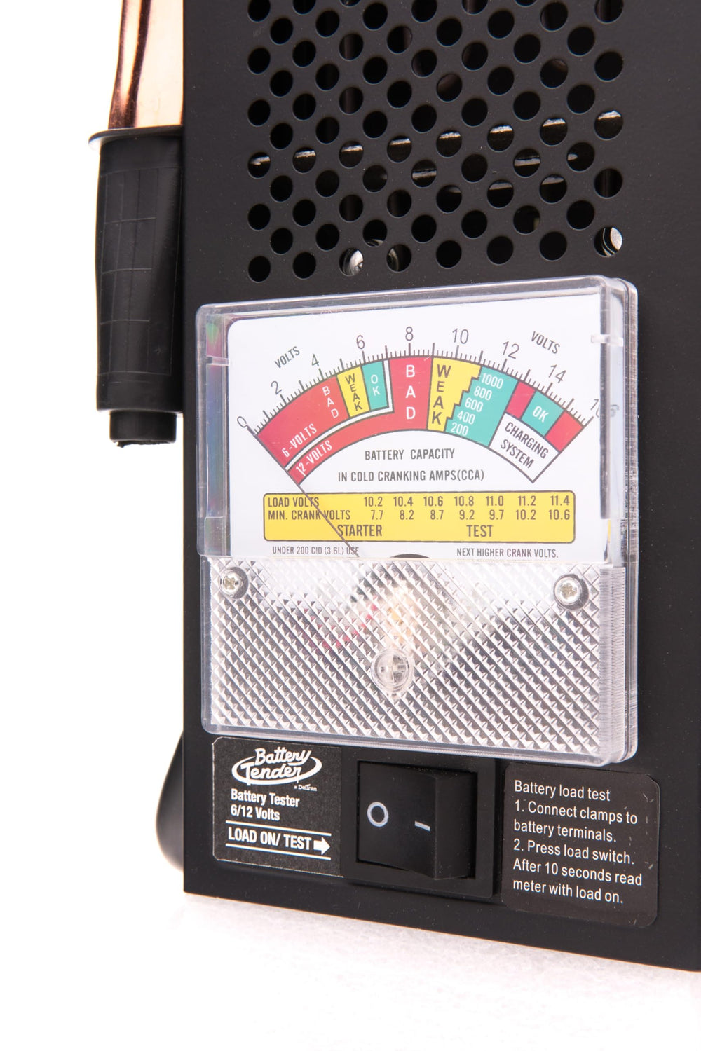Battery Tender device reading starter motor draw during diagnostic check.