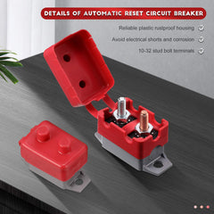BBTO 50A auto-reset breaker with 10-32 studs for automotive use.
