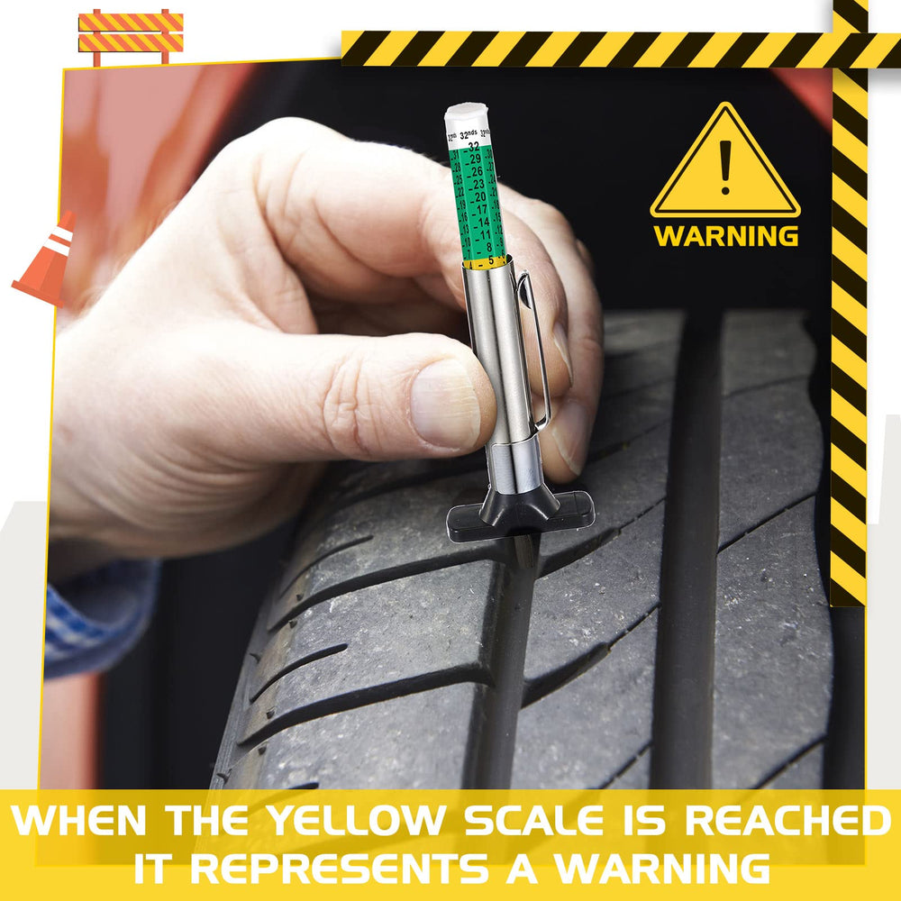BBTO easy-read tire depth scale helps assess tread quickly.