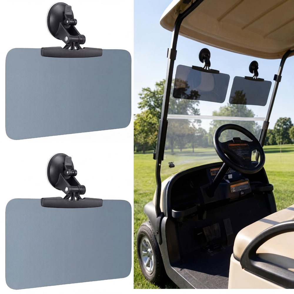 BBTO golf cart sun visor two-pack blocks glare for comfortable rides.