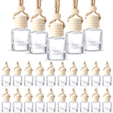 BBTO hanging car air freshener bottle with wooden cap for portable fragrance.