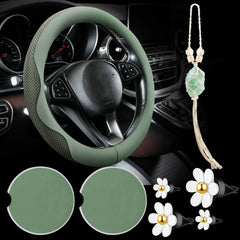 BBTO steering wheel cover in sage green improves grip and interior style
