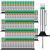 BBTO tyre tread-depth gauge 100-pack with color bands for quick checks.