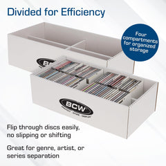 BCW box with lid—dust protection and stackable design for tidy, accessible CD storage.