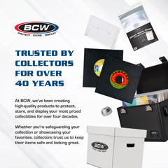 Lidded storage option—dust-free, organized shelves with BCW CD boxes.