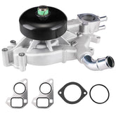 BDELI water pump front view highlighting a durable housing for GM trucks.