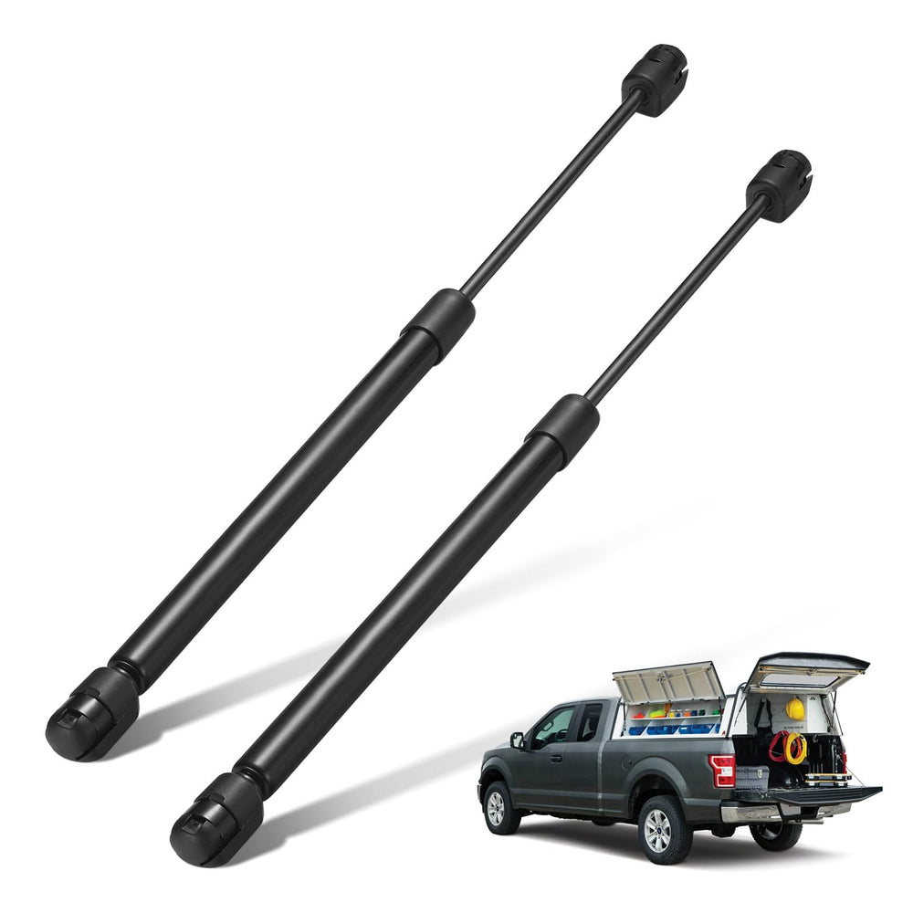 BDFHYK C16-06389 gas lift shock in front view supporting camper shell lid.
