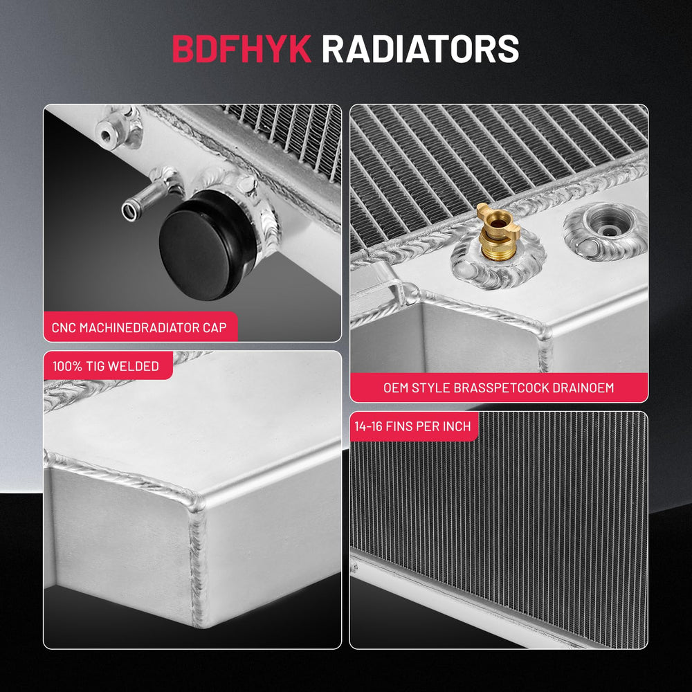 BDFHYK 2-row 40mm core detail shows enhanced heat transfer.