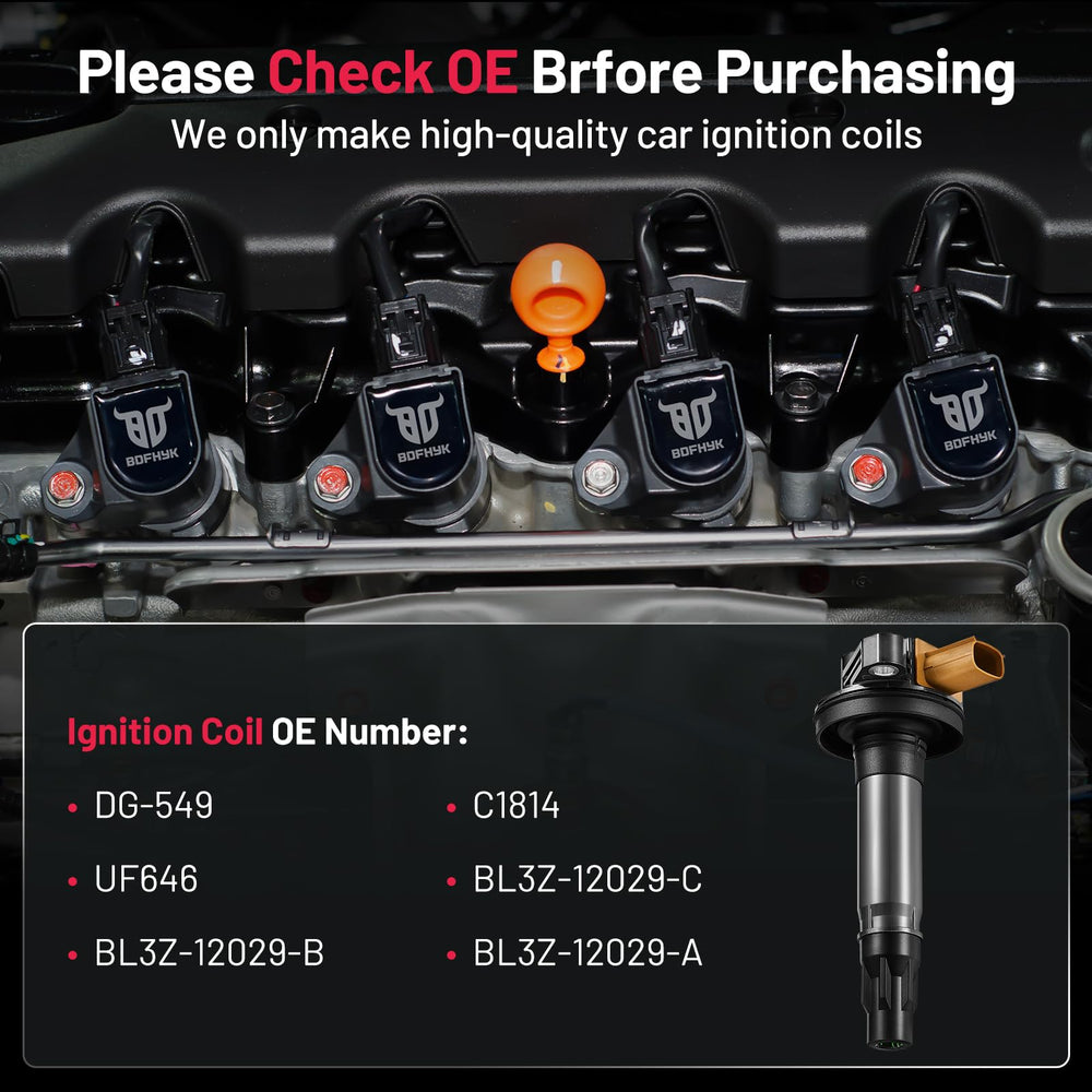 Engine compartment with BDFHYK UF646 coil pack installed for reliable ignition