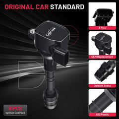 BDFHYK UF349 coil set shown with Nissan model compatibility overview.