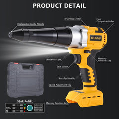 BDJHMP brushless motor rivet gun highlights durable, low-maintenance performance.