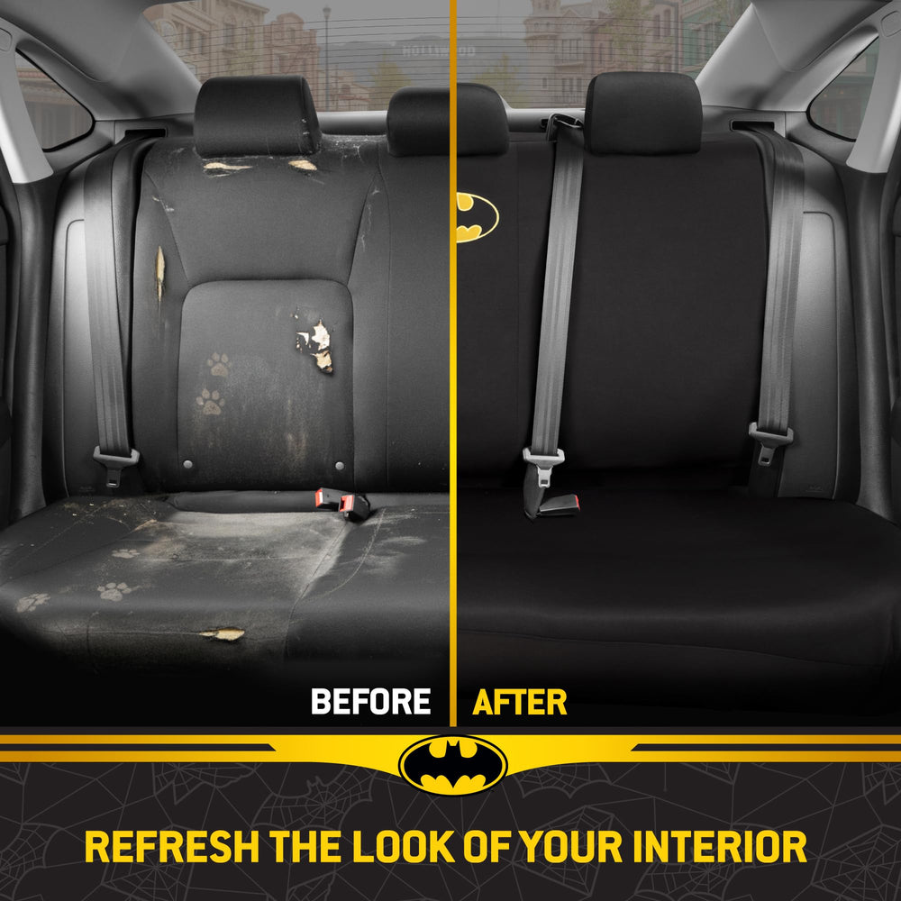 BDK Batman seat covers show side airbag compatibility for safety