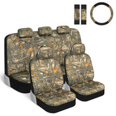 BDK Hunter Camo front seat cover close-up highlights spill protection