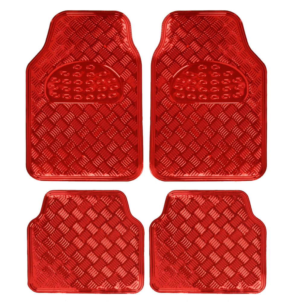 BDK Metallic Chrome car floor mats front view provide durable all-weather protection.