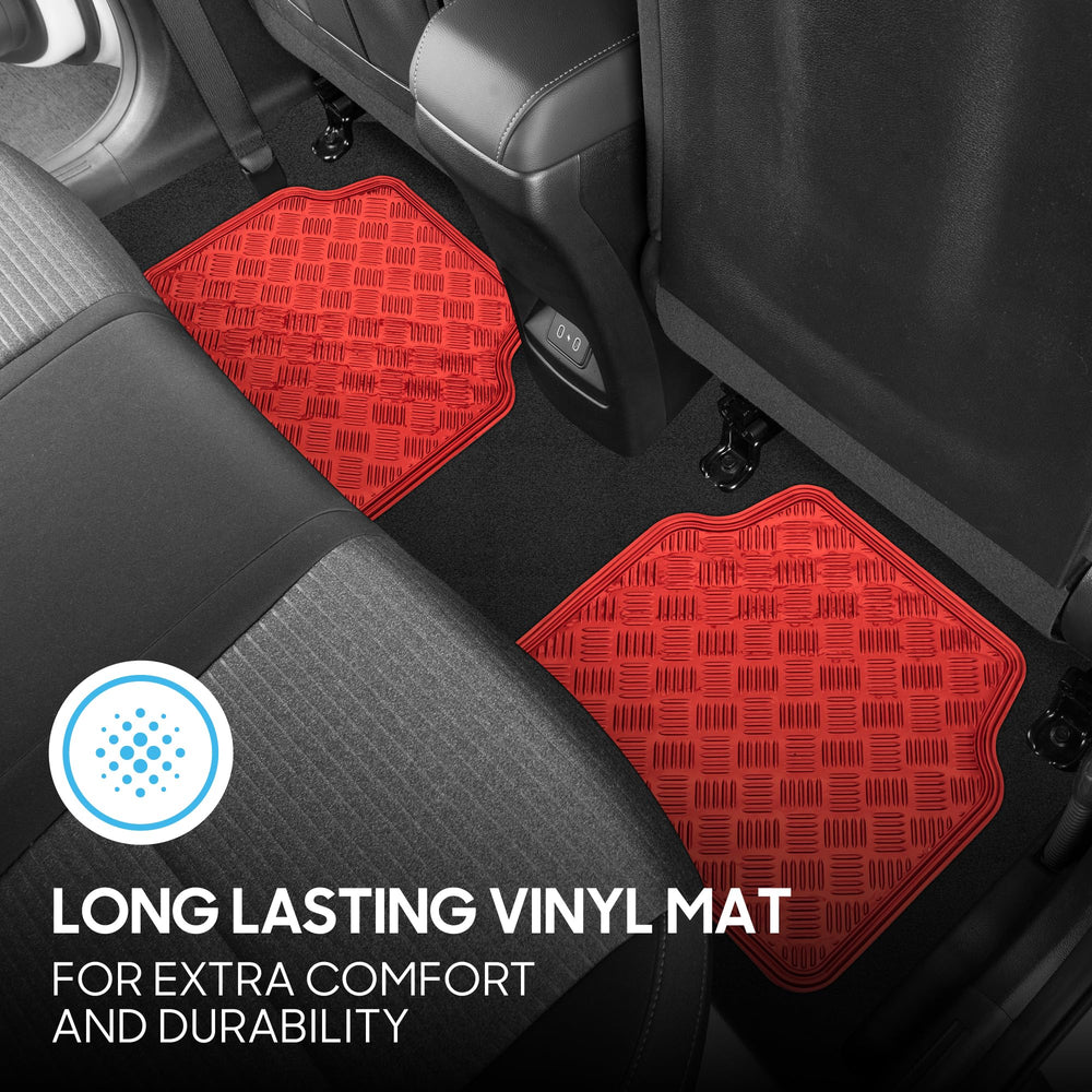 BDK Metallic Chrome mats with non-slip backing stay securely in place.