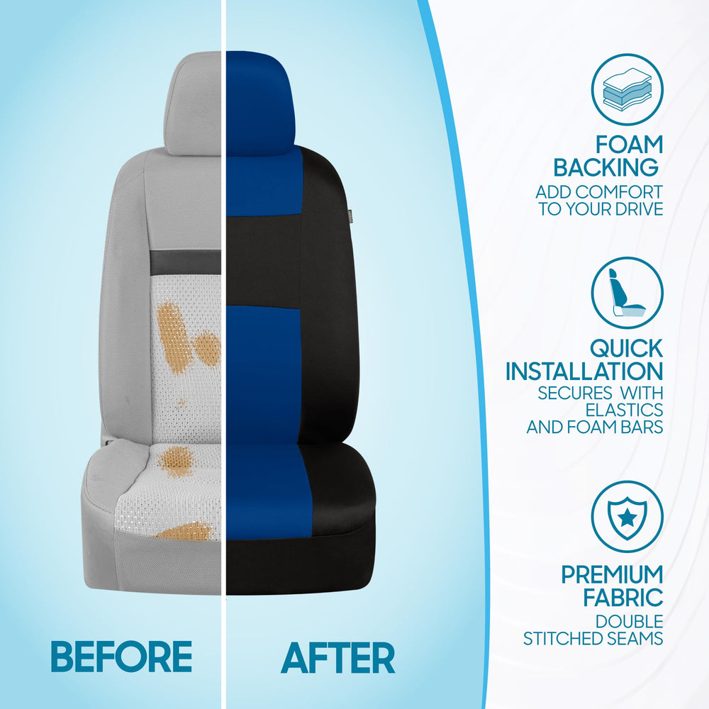 BDK PolyPro breathable fabric blue on black keeps you comfortable year-round.