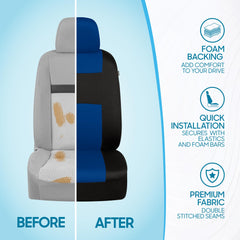 BDK PolyPro breathable fabric blue on black keeps you comfortable year-round.