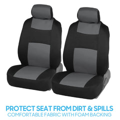 BDK PolyPro headrest covers in gray on black unify the look and simplify maintenance.