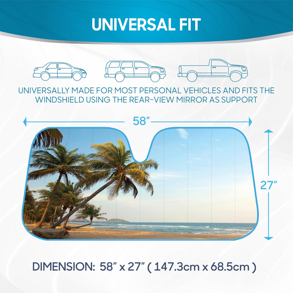 BDK universal fit 58x27 sun shade blocks heat in most vehicles.