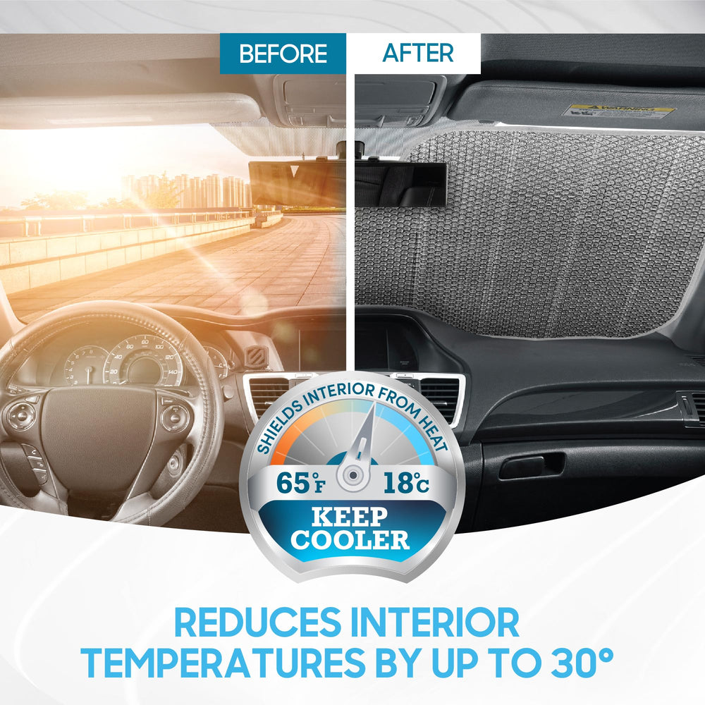 BDK USA truck window shade installed on windshield showing full coverage.