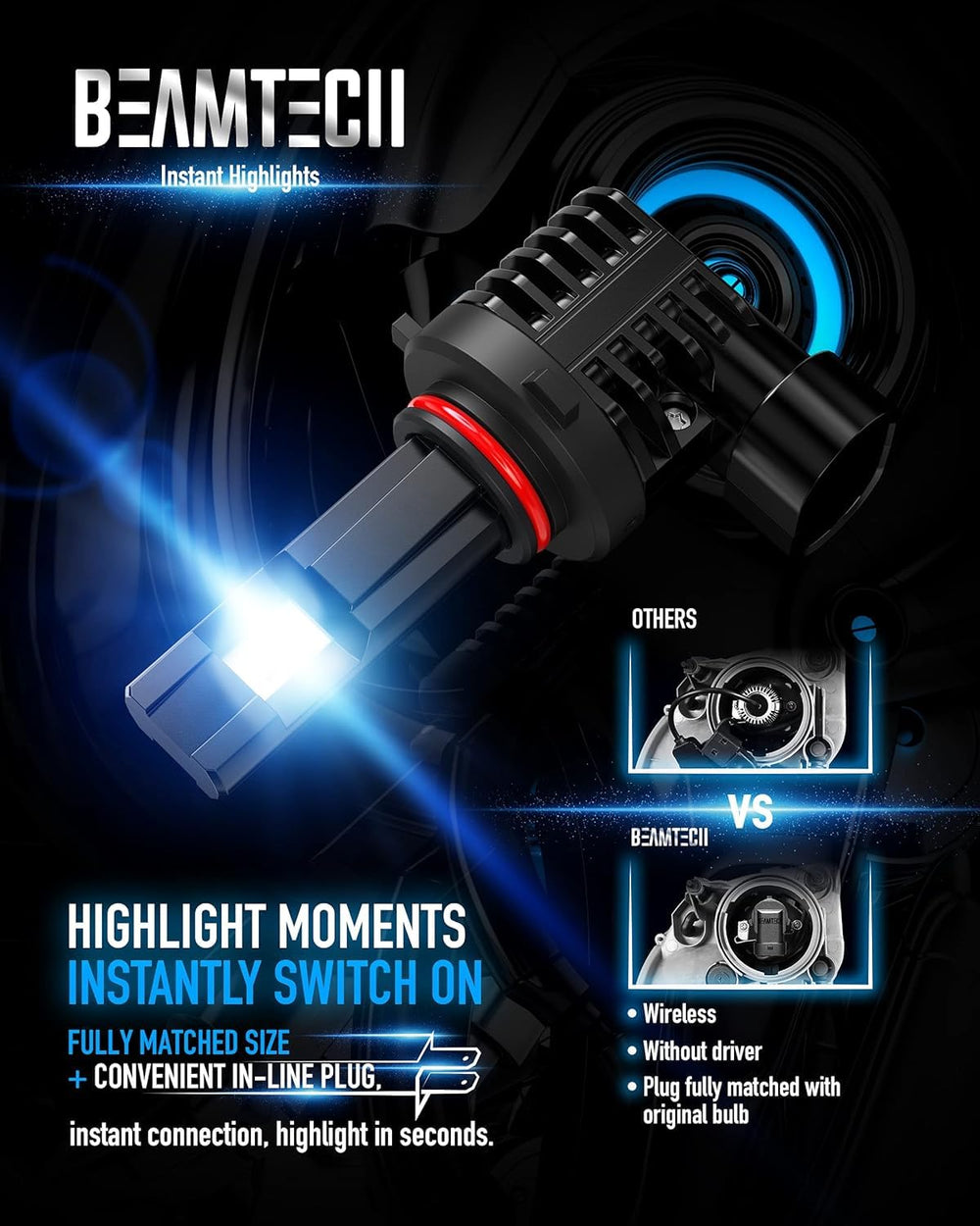 BeamTech 9005 fog bulbs with long lifespan and efficient heat dissipation