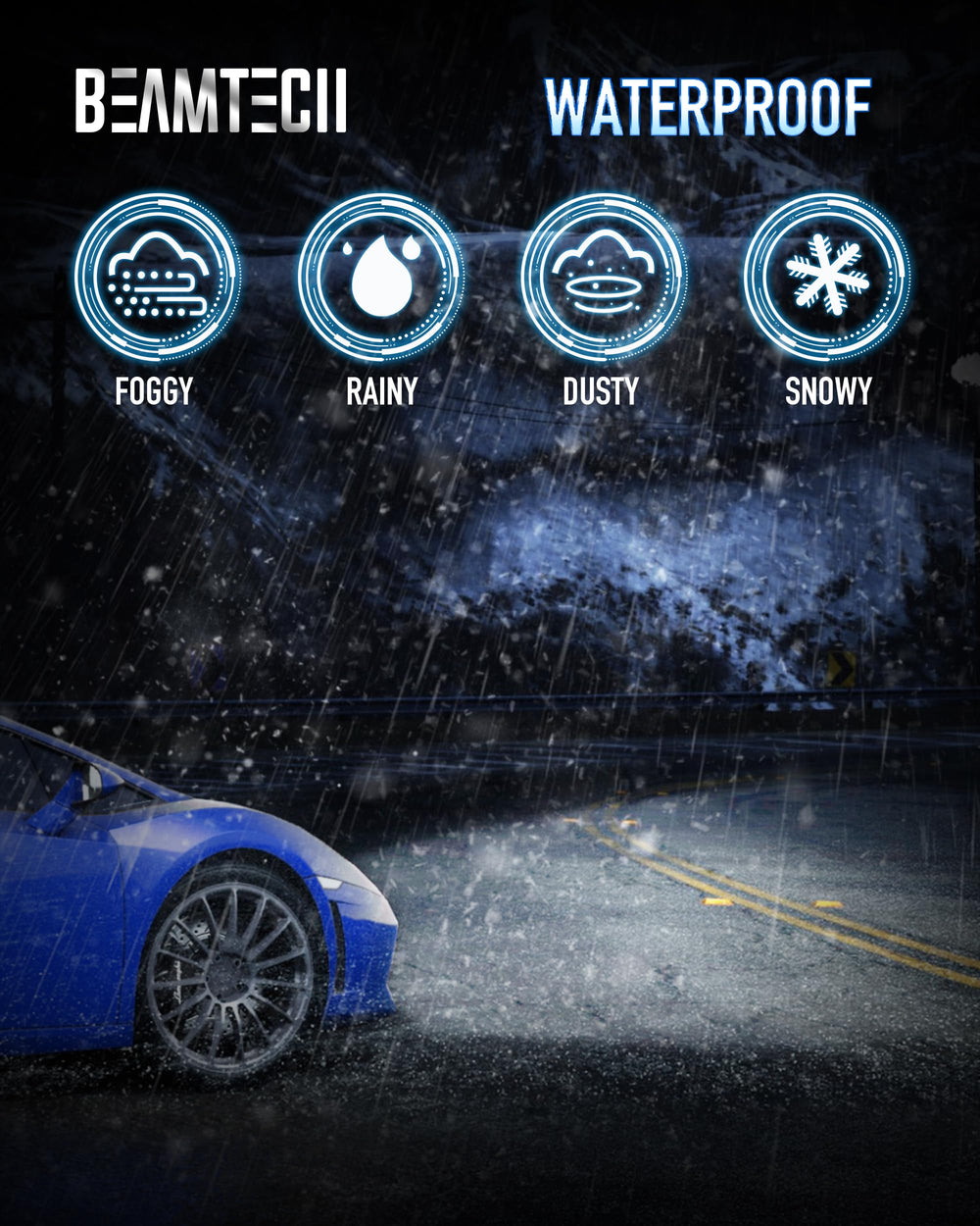 BEAMTECH S1 H11 bulbs used during night driving for improved perception