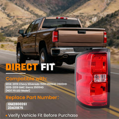 Close-up of BeamTrack rear taillight showing plug compatibility for Silverado 2014-2019.