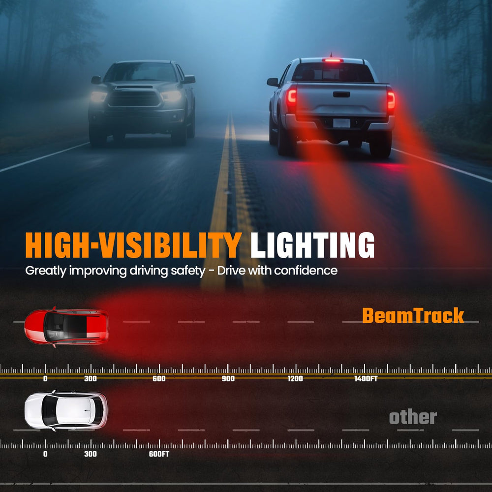 BeamTrack tail light turn signal mode flashes clearly for safer lane changes.