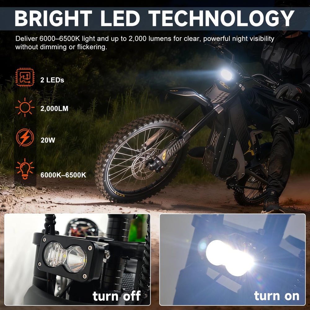 Bearolne dual beam with Tir lenses delivers long-range and wide visibility.