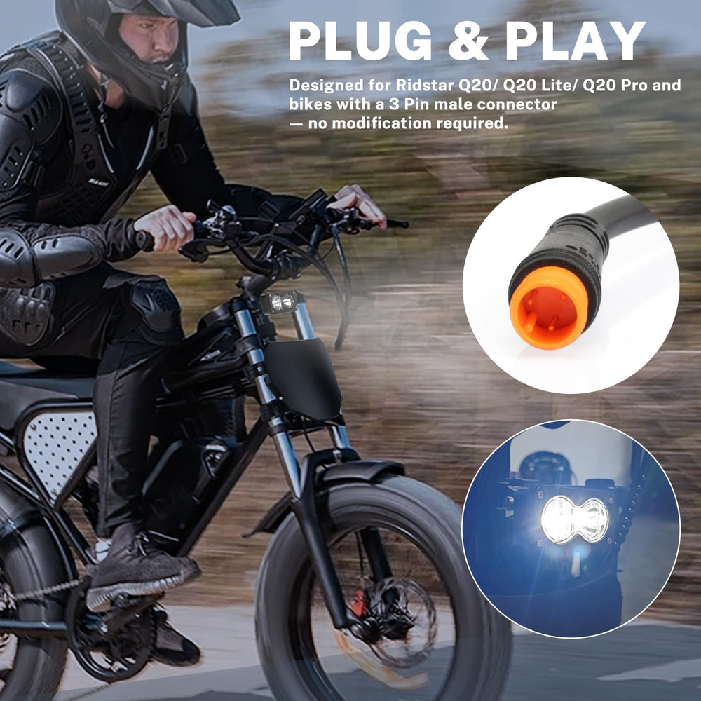 Bearolne waterproof connector improves reliability in rain during off-road rides.